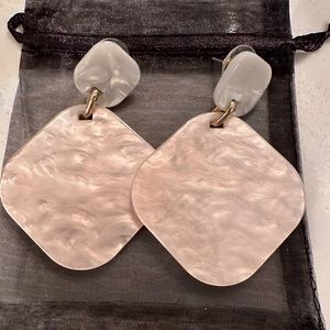 BRAND NEW Pink and White Acetate Earrings